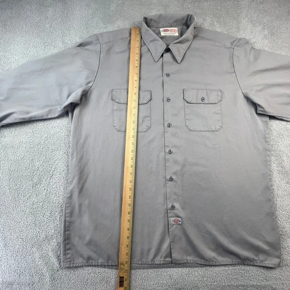 Dickies Work Shirt‎ Mens 2XL Long Sleeve Gray Twill Button Down Skater Workwear